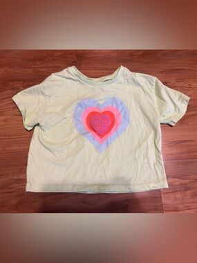 Jessica Simpson Mint Green Tee with Pink & Purple Heart Graphic